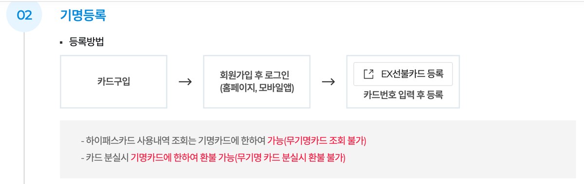 하이패스 홈페이지 EX선불카드 기명등록 방법 안내